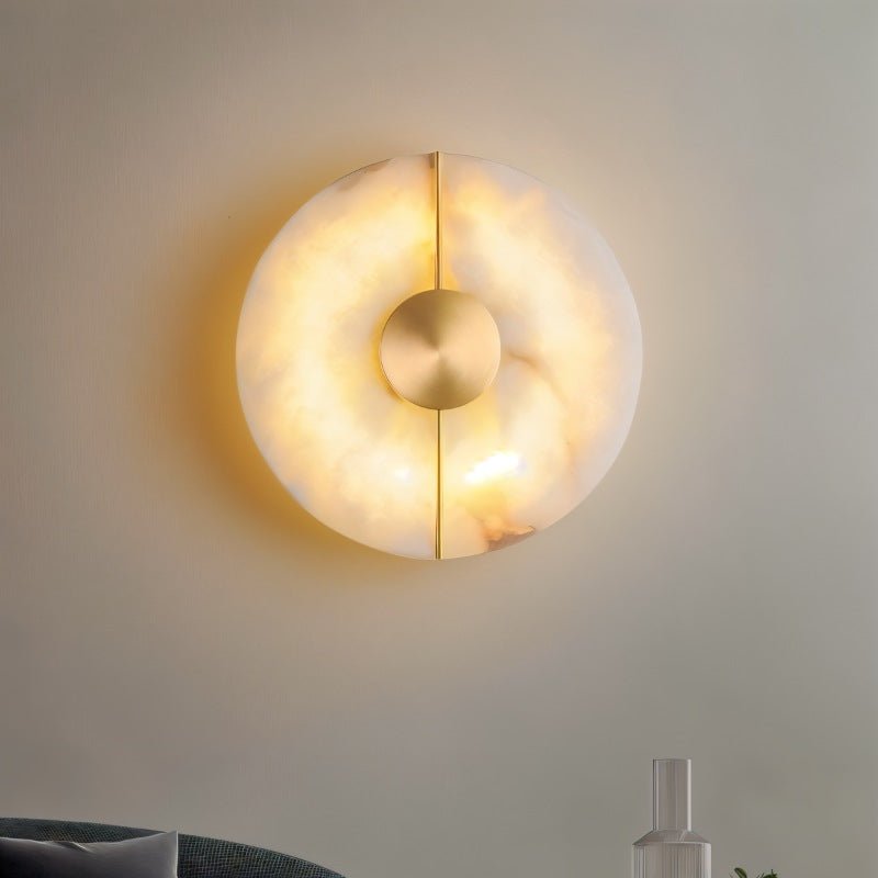 Aurelia Marble Glow Wall Lamp With Gold Accents Finish