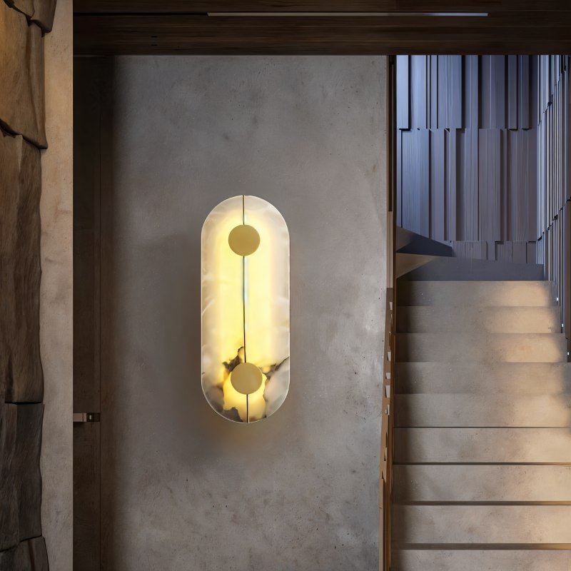 Aurelia Marble Glow Wall Lamp With Gold Accents Finish