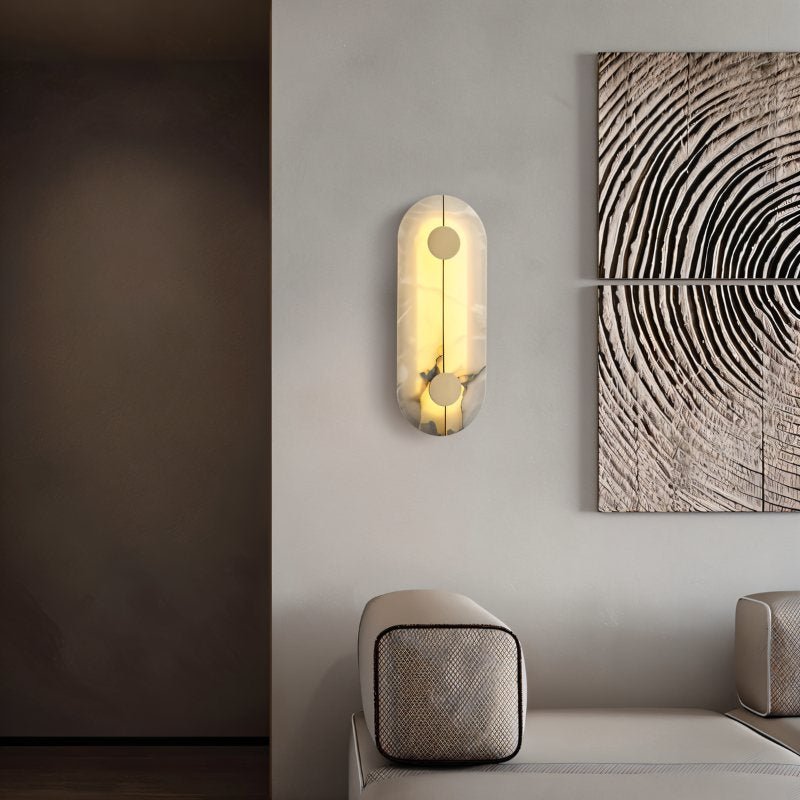 Aurelia Marble Glow Wall Lamp With Gold Accents Finish