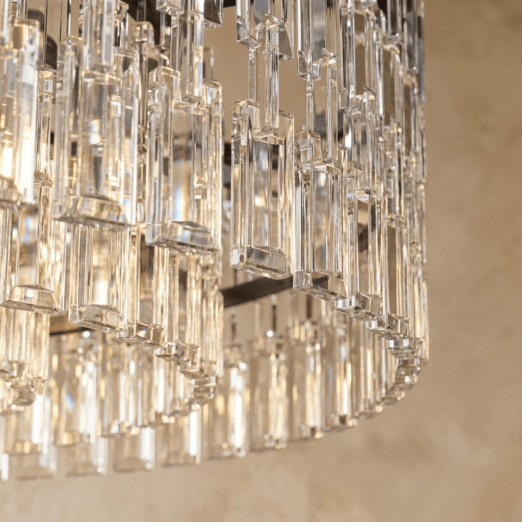 Aurumweave Copper Crystal Tiered Drum Chandelier Concentric Rings