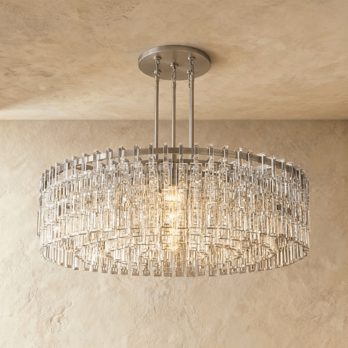 Aurumweave Copper Crystal Tiered Drum Chandelier Concentric Rings