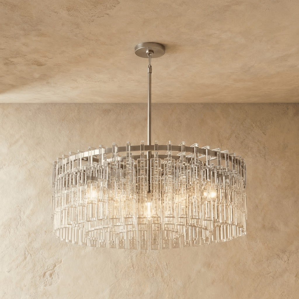 Aurumweave Copper Crystal Tiered Drum Chandelier Concentric Rings