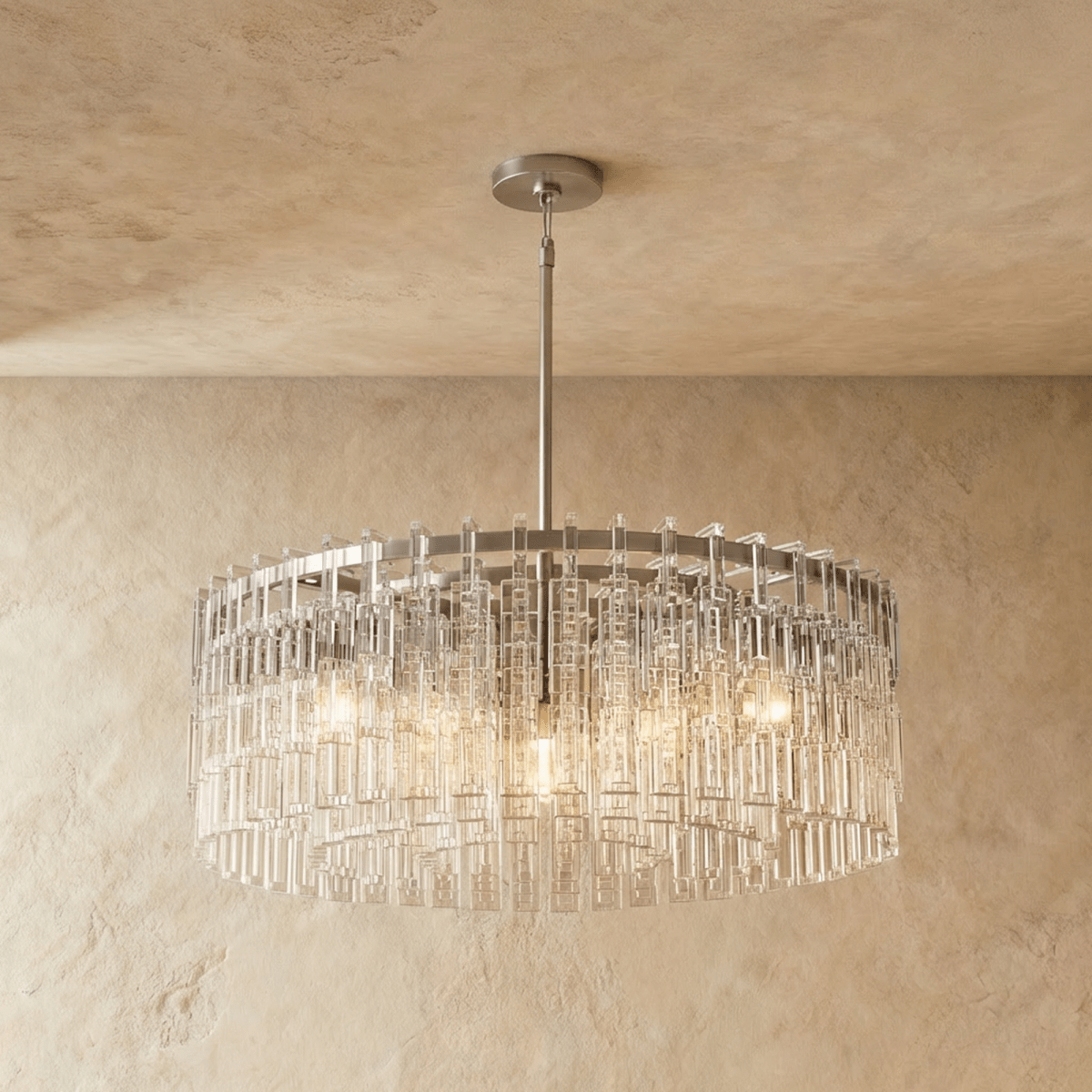 Aurumweave Copper Crystal Tiered Drum Chandelier Concentric Rings