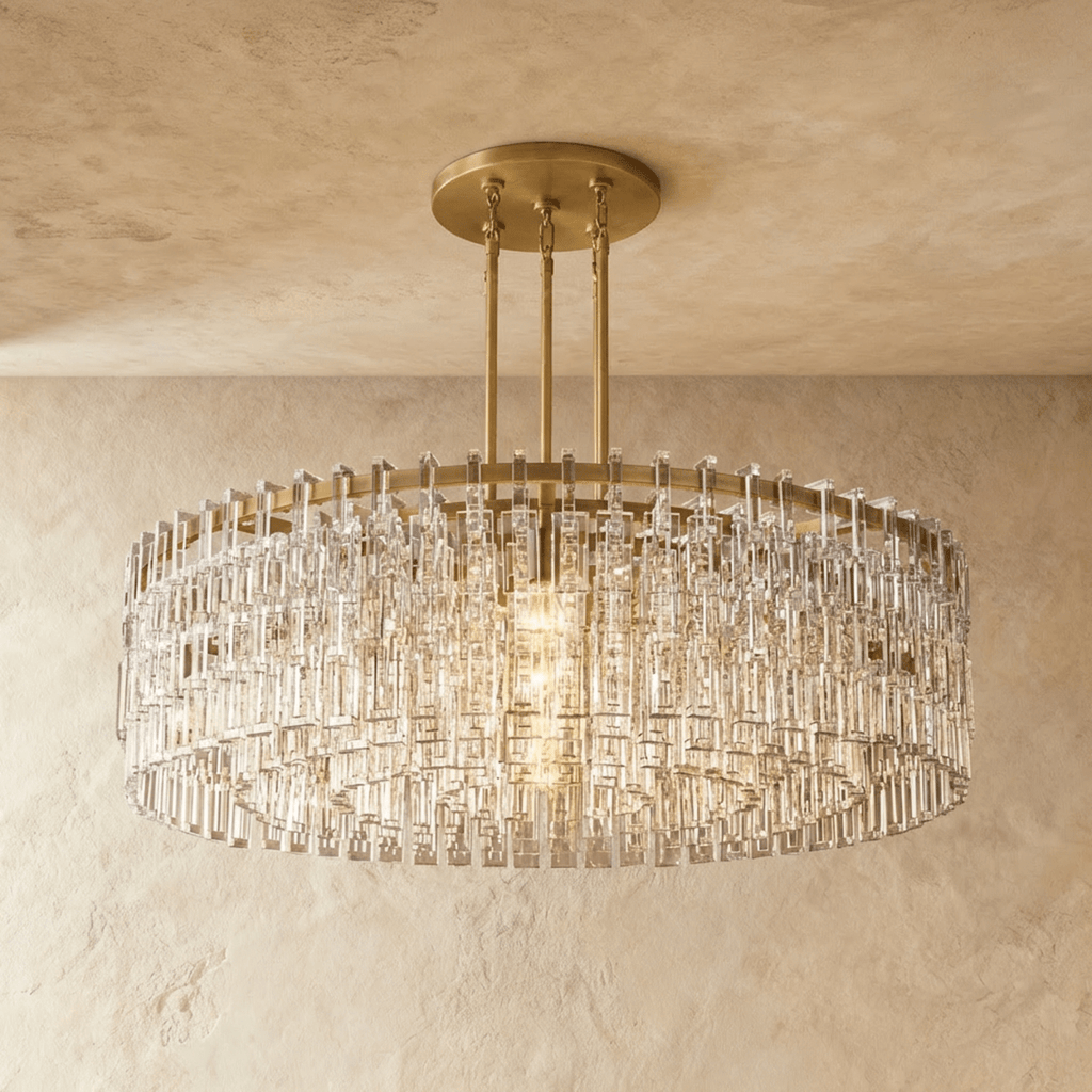 Aurumweave Copper Crystal Tiered Drum Chandelier Concentric Rings
