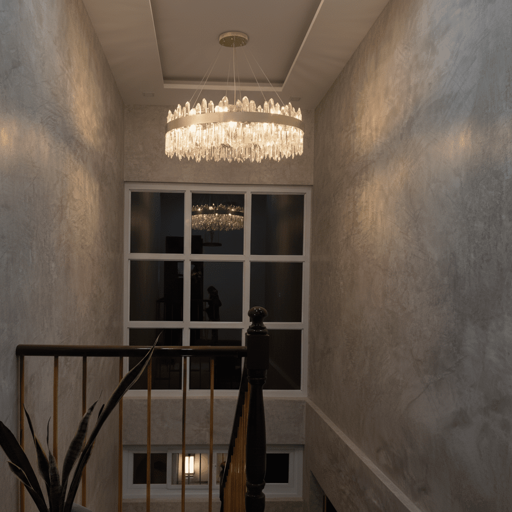 Lumiara Crystal Cascade Chandelier With Copper And Gold Finish