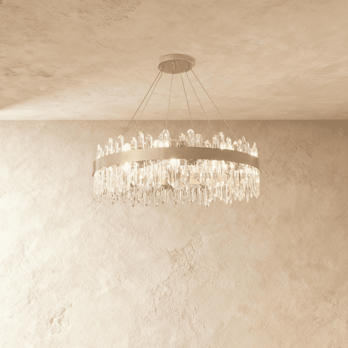 Lumiara Crystal Cascade Chandelier With Copper And Gold Finish