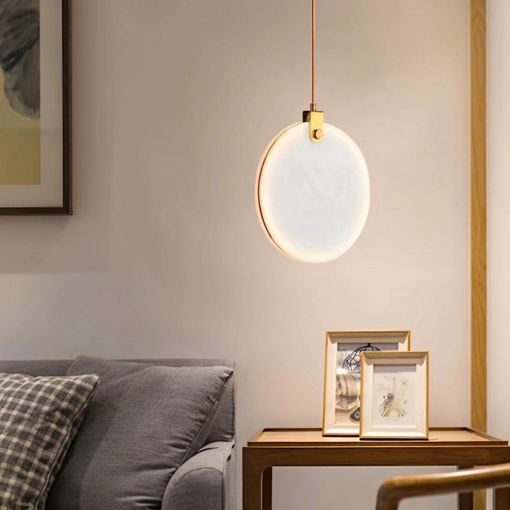 Solara Alabaster Sphere Pendant Light With Copper Brass Suspension