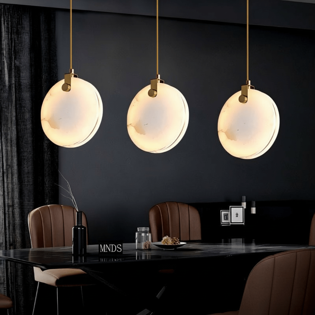 Solara Alabaster Sphere Pendant Light With Copper Brass Suspension