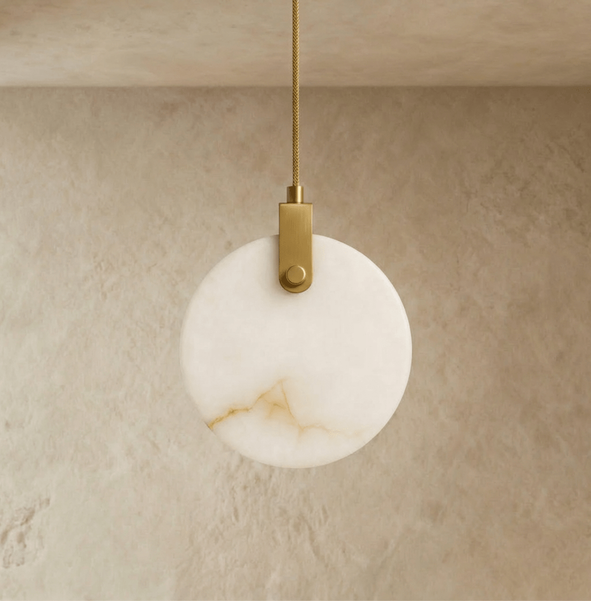 Solara Alabaster Sphere Pendant Light With Copper Brass Suspension