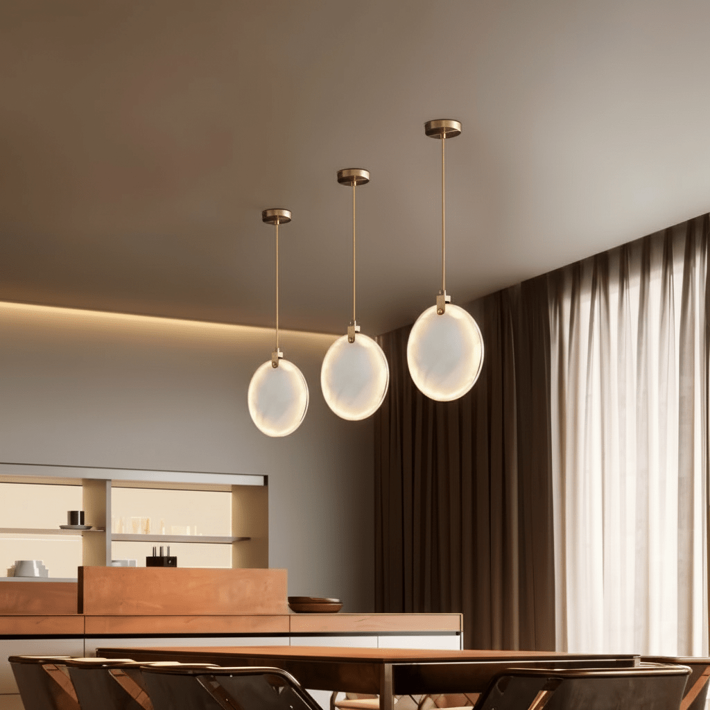 Solara Alabaster Sphere Pendant Light With Copper Brass Suspension