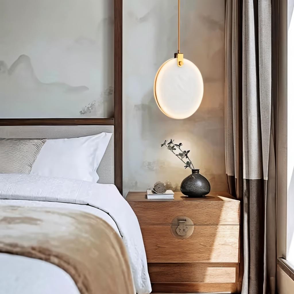 Solara Alabaster Sphere Pendant Light With Copper Brass Suspension
