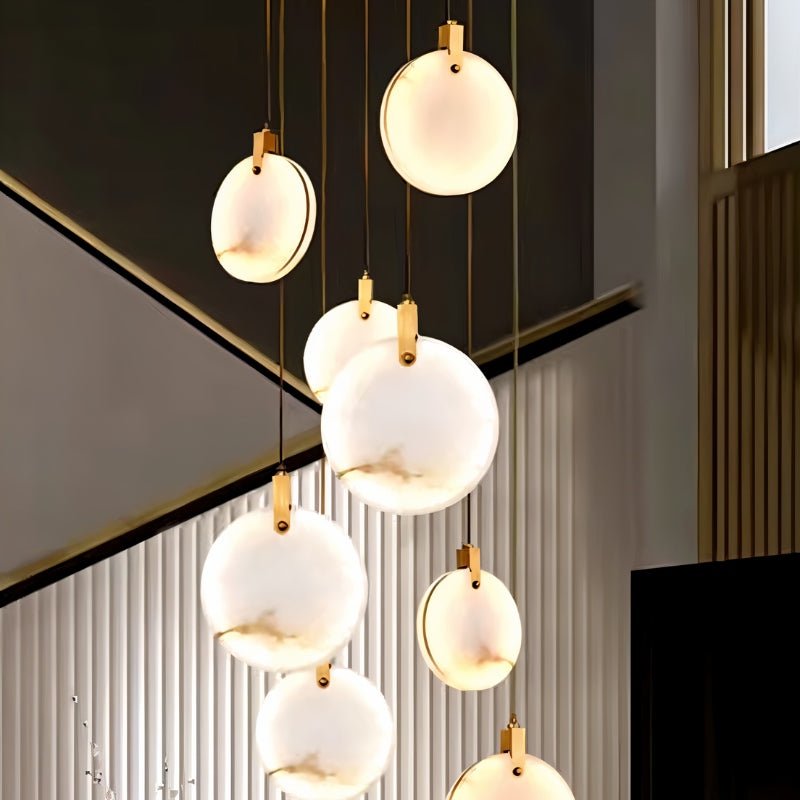 Solara Alabaster Sphere Pendant Light With Copper Brass Suspension