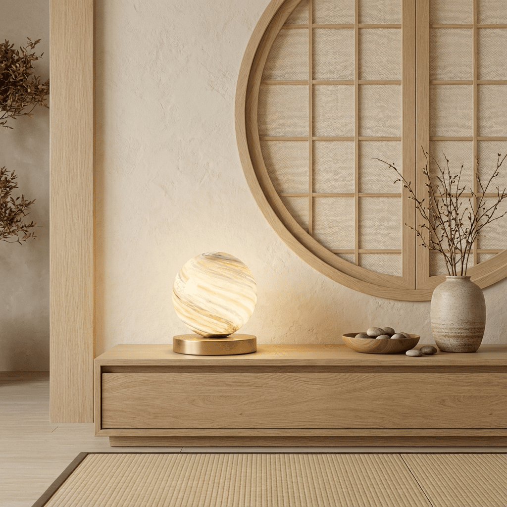 Aurora Brass Table Lamp With Marble Glass Globe For Cozy Modern Glow