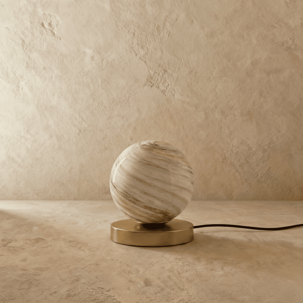 Aurora Brass Table Lamp With Marble Glass Globe For Cozy Modern Glow