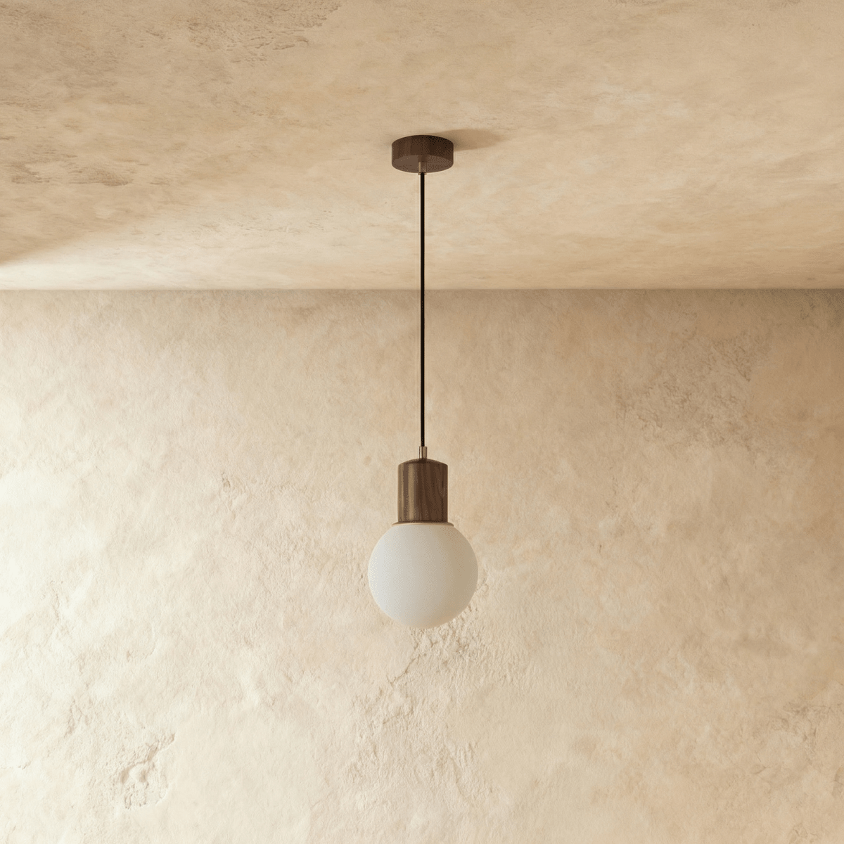 LumaWood Orb Pendant Light With Wooden Holder For Modern Scandinavian Interiors