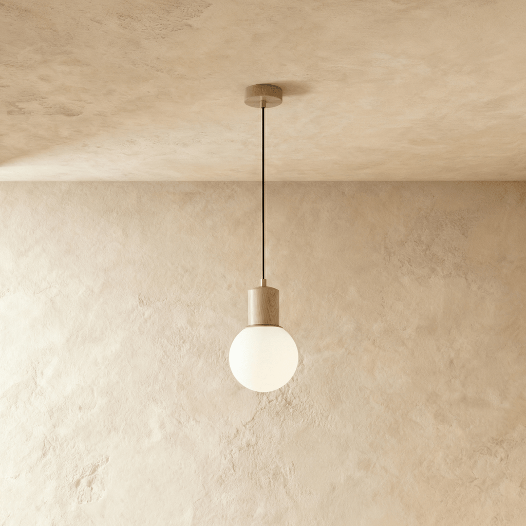 LumaWood Orb Pendant Light With Wooden Holder For Modern Scandinavian Interiors