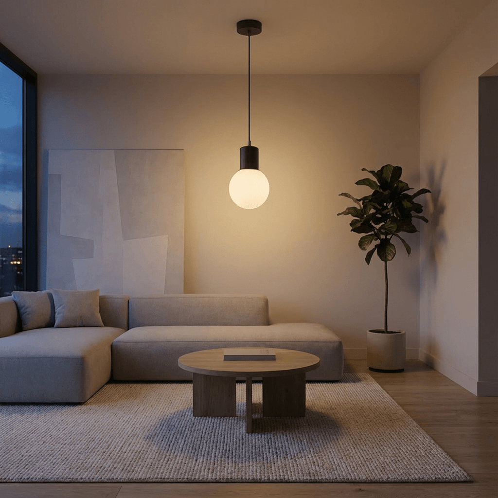 LumaWood Orb Pendant Light With Wooden Holder For Modern Scandinavian Interiors