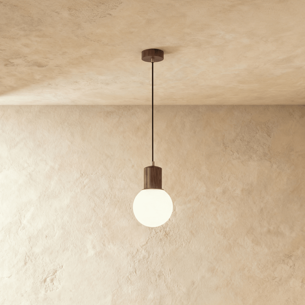 LumaWood Orb Pendant Light With Wooden Holder For Modern Scandinavian Interiors