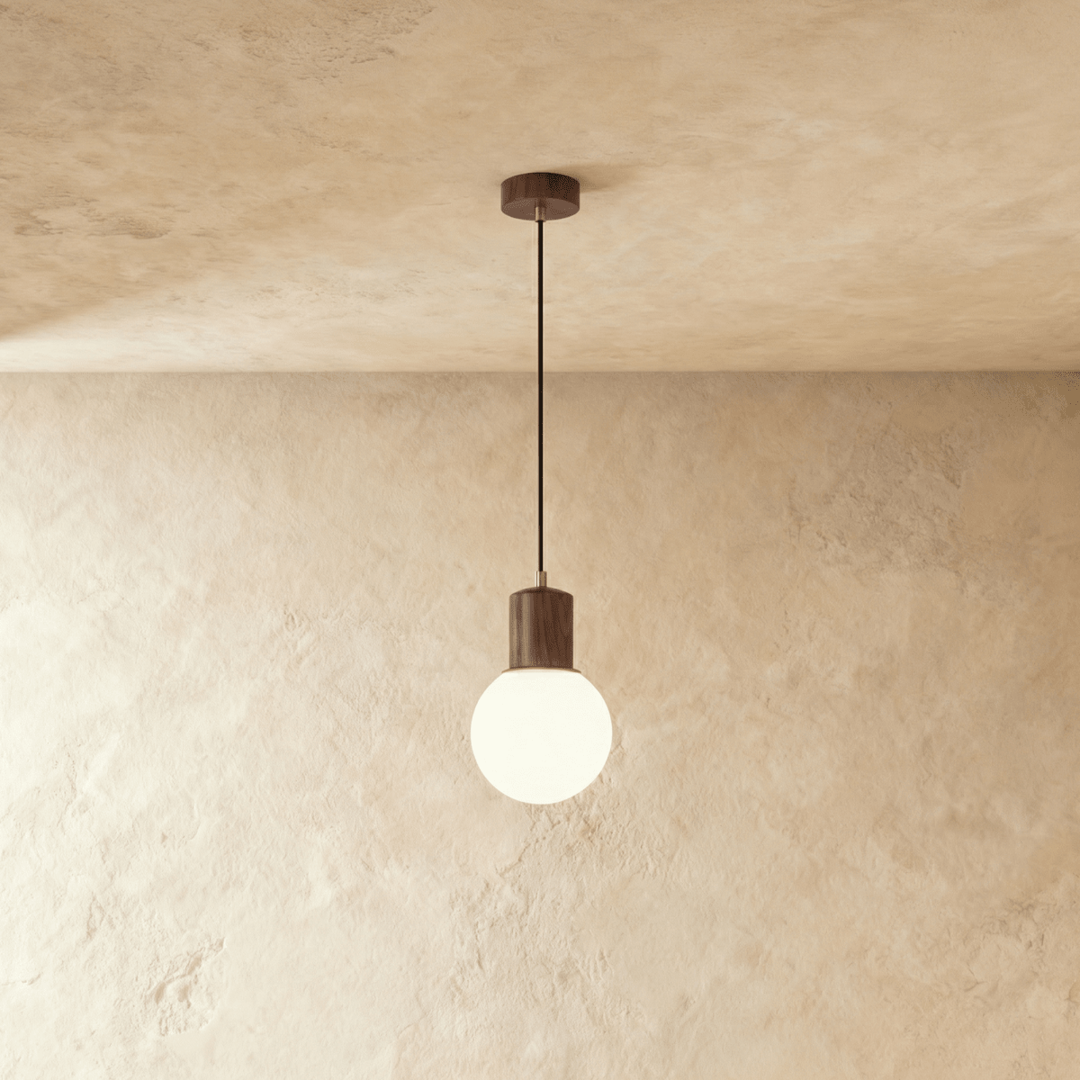 LumaWood Orb Pendant Light With Wooden Holder For Modern Scandinavian Interiors