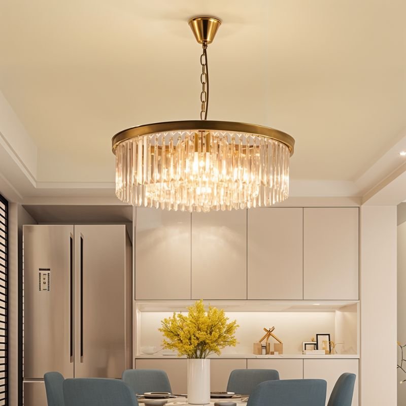Lumiere Crystal Halo Chandelier Exuding Hollywood Glamour In Black Or Gold