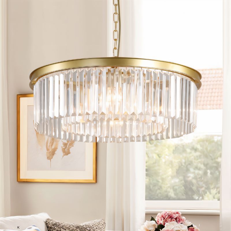 Lumiere Crystal Halo Chandelier Exuding Hollywood Glamour In Black Or Gold