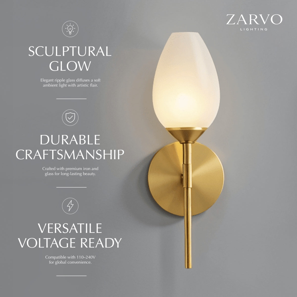 Copper Tulip Wall Lamp With Frosted Glass Shade For Warm Modern Ambience
