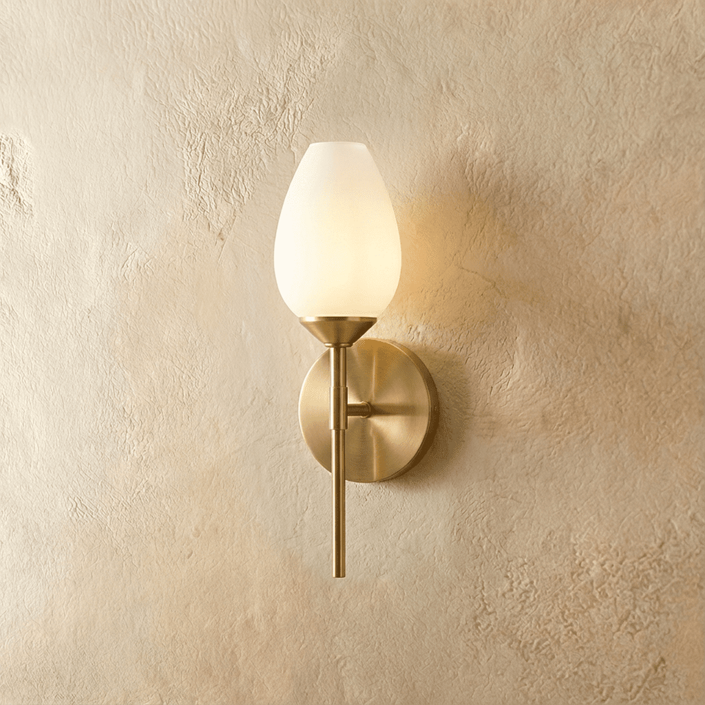 Copper Tulip Wall Lamp With Frosted Glass Shade For Warm Modern Ambience
