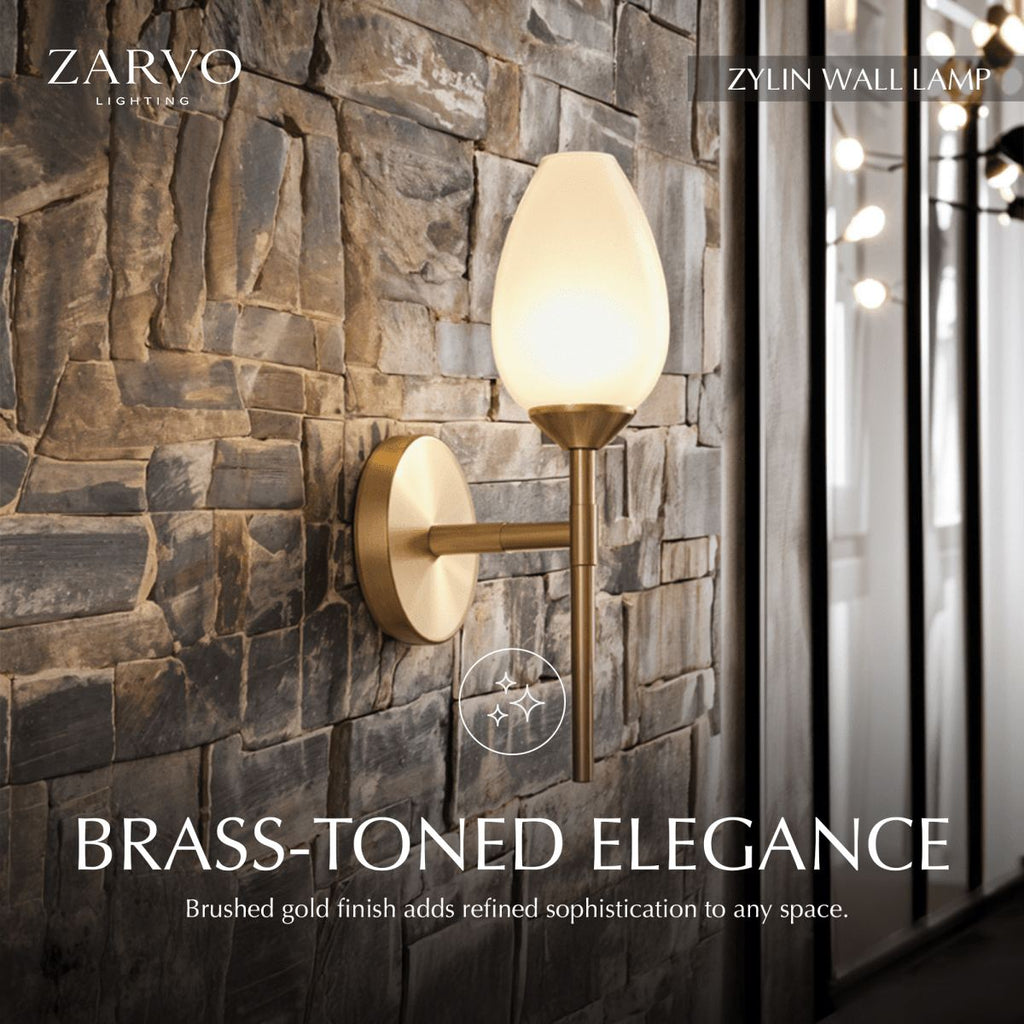 Copper Tulip Wall Lamp With Frosted Glass Shade For Warm Modern Ambience