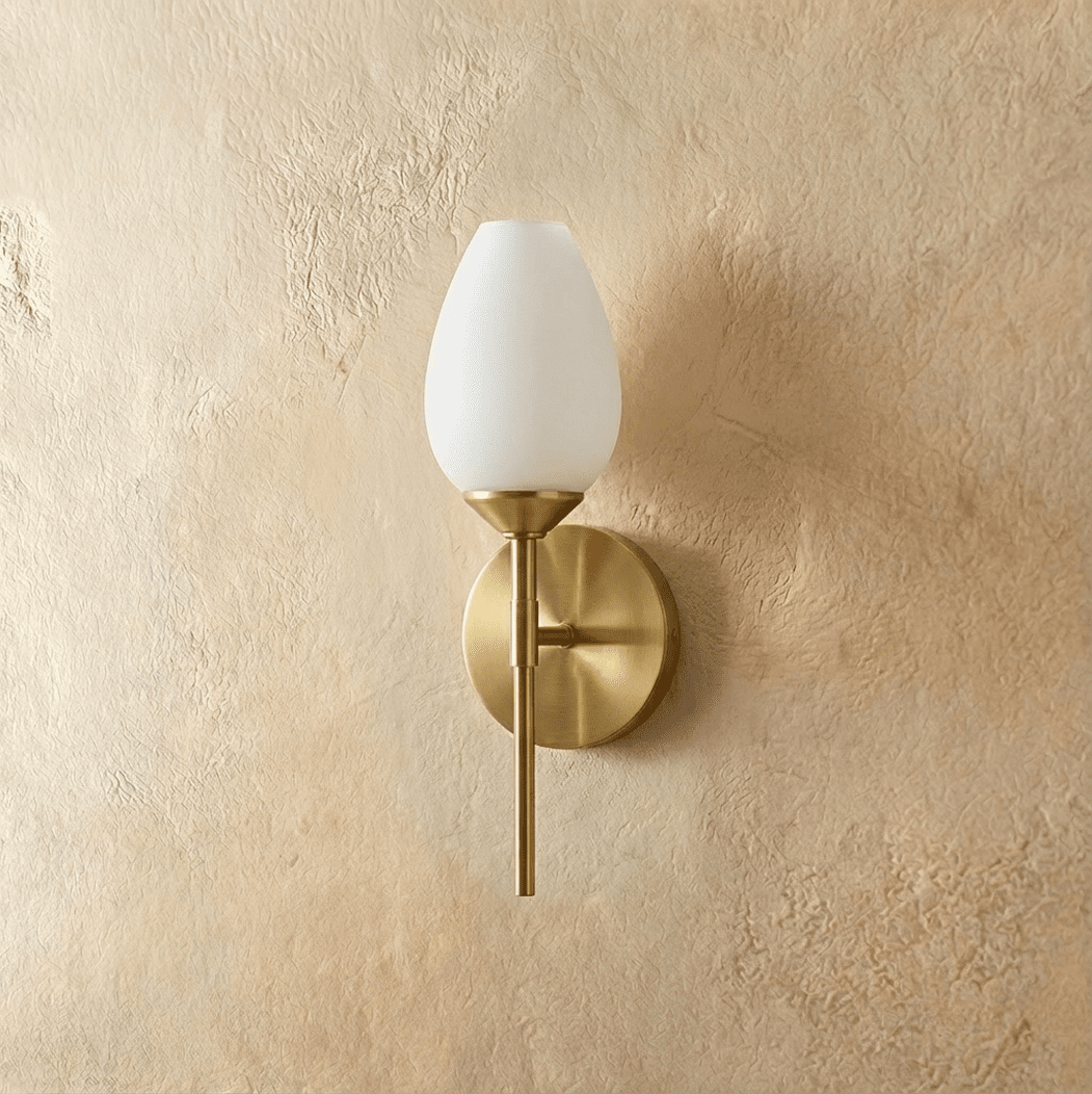 Copper Tulip Wall Lamp With Frosted Glass Shade For Warm Modern Ambience