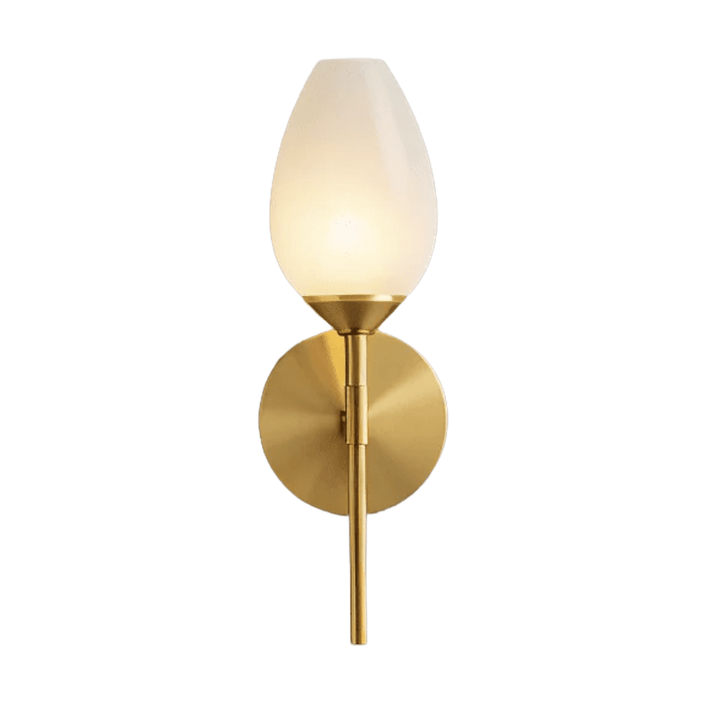 Copper Tulip Wall Lamp With Frosted Glass Shade For Warm Modern Ambience